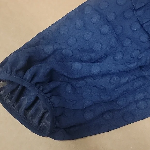 Ann Taylor Chiffon Bubble Sleeve Midi Casual Cocktail Blue Dress New With Tags! - Picture 4 of 5